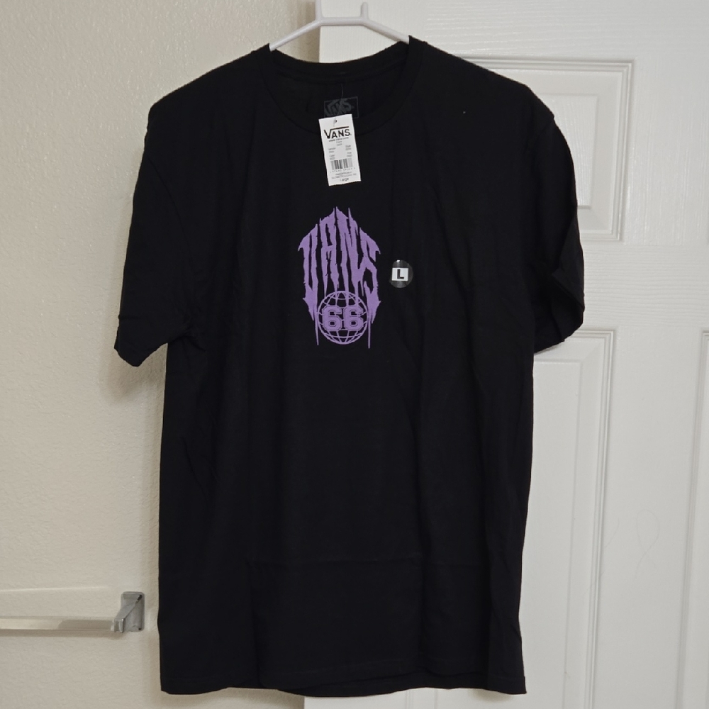 Vans Men's Black Tea Globetrodding Logo Graphic T-Shirt Size Large